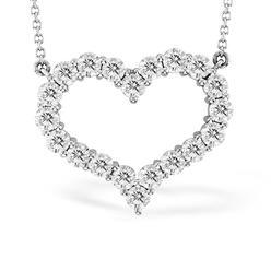 Real Rocks 3.36 Ct. Diamond Heart Shape Pendant Shared Prong Setting 14K Gold With 16 in. Chain