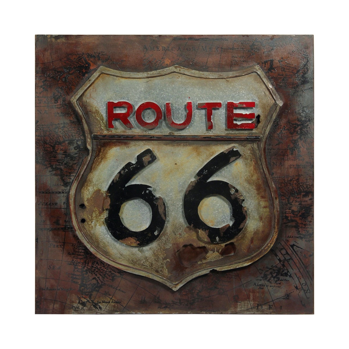 Empire Art Direct PMO-120722-3232 Primo Mixed Media Hand Painted Iron Wall Sculpture - Route 66