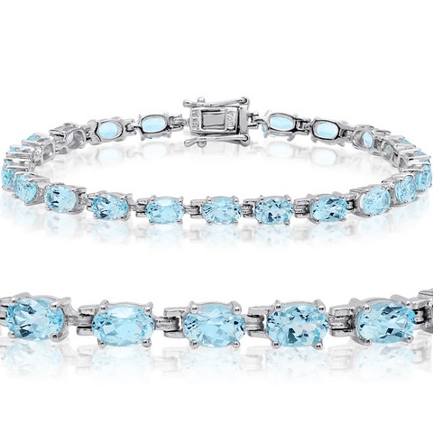 The Gem Collection Sky Blue Topaz Tennis Bracelet in Sterling Silver, 7.25 in. - 1.5 ct