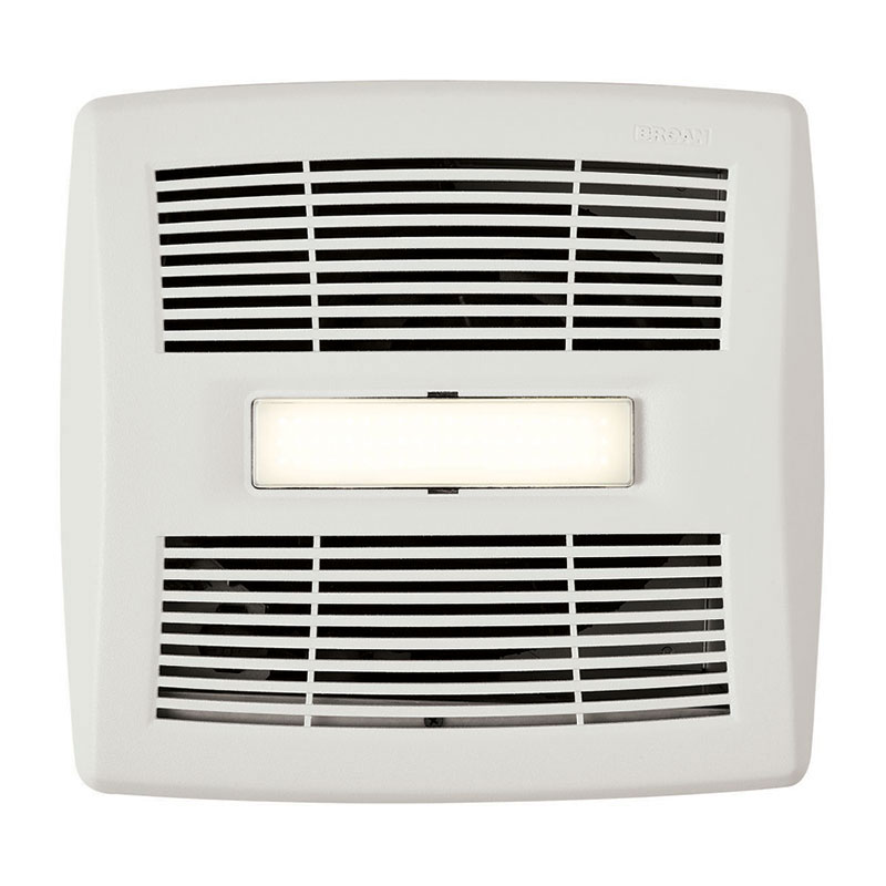 Broan AE110L 110 CFM, 1.3 Sones In-Vent Series Single-Speed Bathroom Exhaust Fan with LED Light