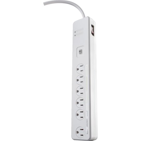 Coleman Cable 41715 5 ft. 6 Outlet Energy-Saving Power Strip with Remote Control & Cord&#44; White