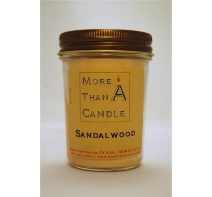 More Than A Candle SDW8J 8 oz Jelly Jar Soy Candle, Sandalwood
