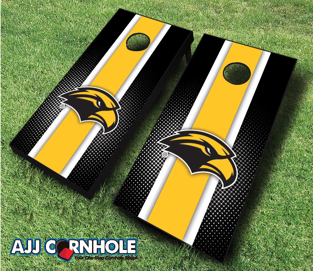 MKF Collection by Mia K. Farrow AJJCornhole 110-SouthernMissStriped Southern Miss Golden Eagles Striped Theme Cornhole Set with bags - 8 x 24 x 48 in.