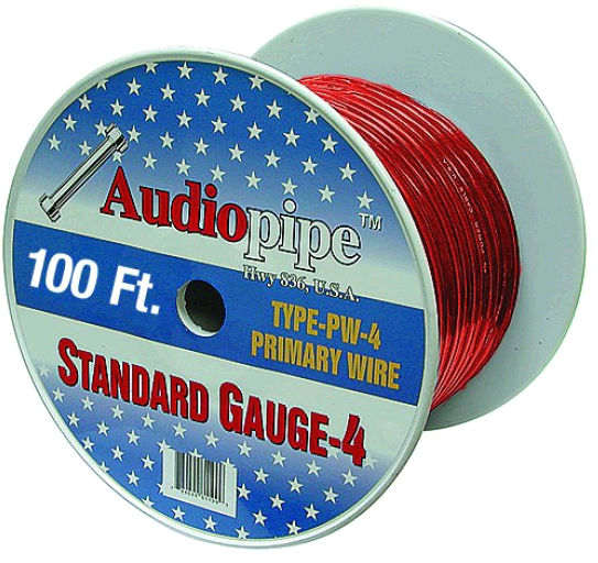 AudioPipe APipe 100ft Roll 4 ga Red Power Wire 1 - PW4100RED
