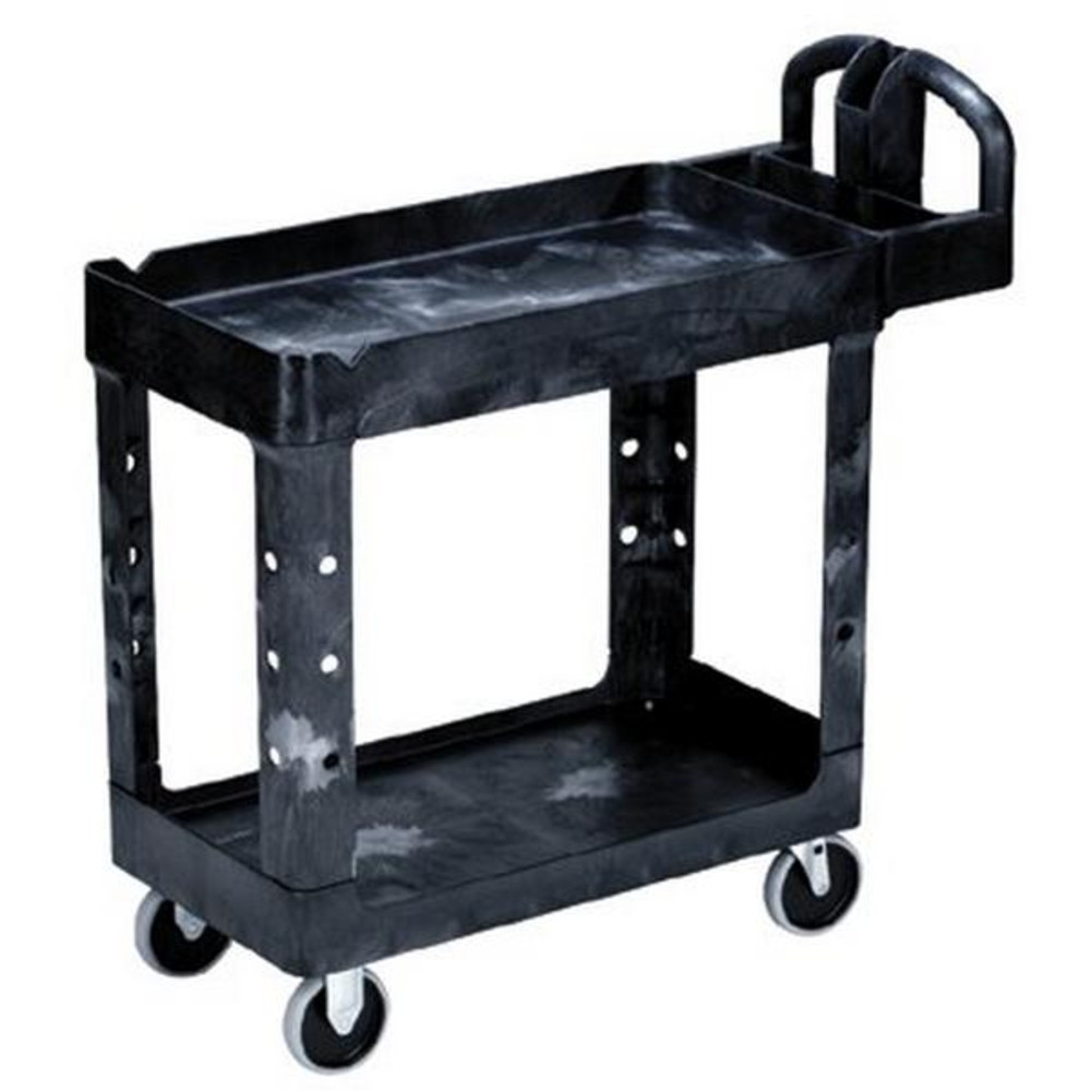 TotalTurf 500 lbs Two Shelf Utility Cart, Black
