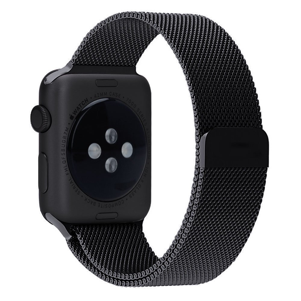 Penom BLK38mm 38 mm Watch Band Mesh Loop with Fully Strong Magnetic Stainless Steel Closure Clasp Milanese Strap for Apple iWatch Spor