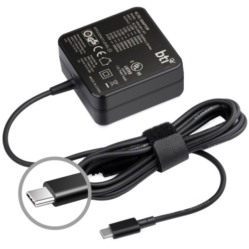 Battery Technology 65WUSB-C-BTI 65W Output Power 5V DC Output Voltage USB AC Adapter - Black