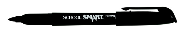School Smart 085026 Non-Toxic Quick-Drying Water Resistant Permanent Marker- Black- Pack - 12