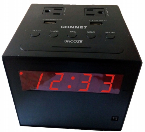 Sonnet R-1414 Power Station Clock Radio with 2 USB & 2 110 Volt Plugs
