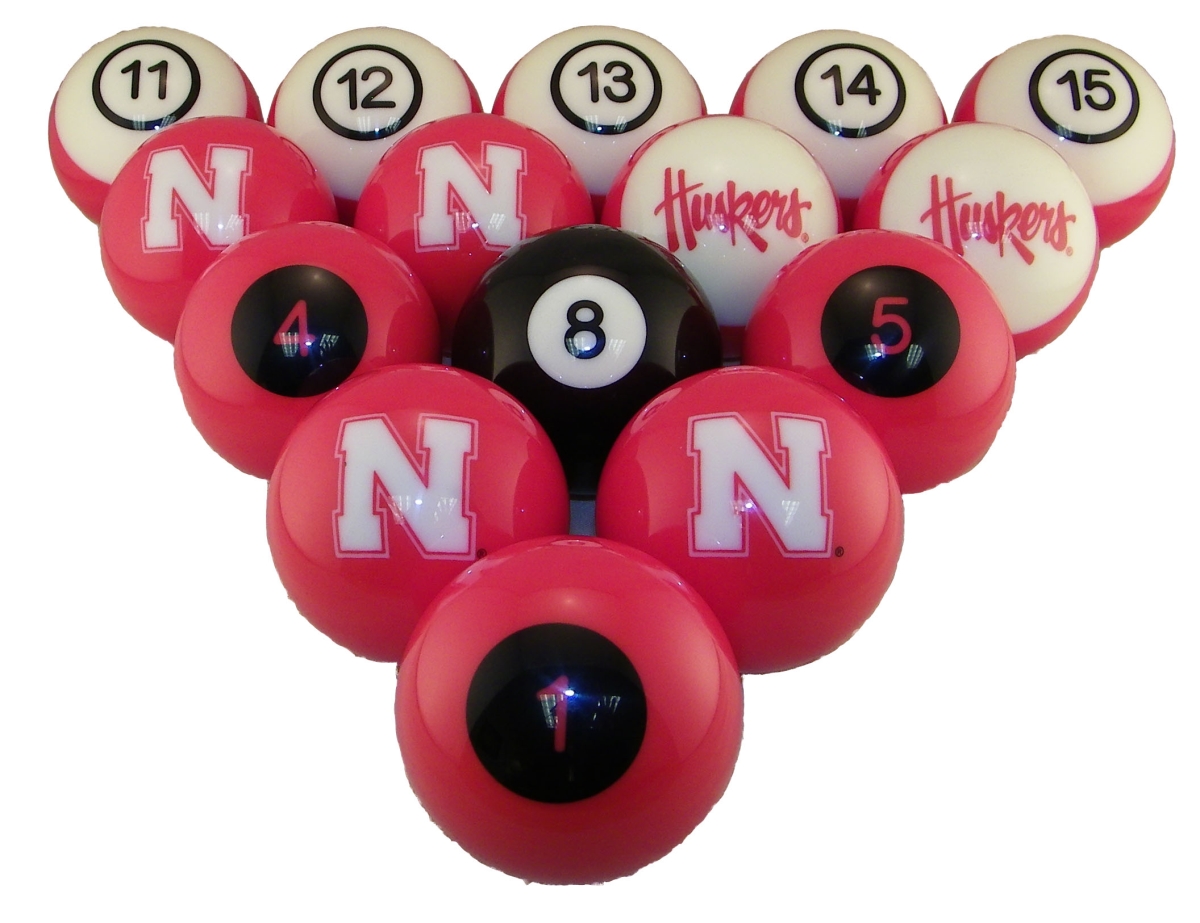 Wave7 NEBBBS300N University of Nebraska Billiard Ball Set - Numbered