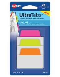 Avery Dennison Avery-Dennison 74756 Ultra Tabs Repositionable Tabs- Neon - 2 x 1.5 in.