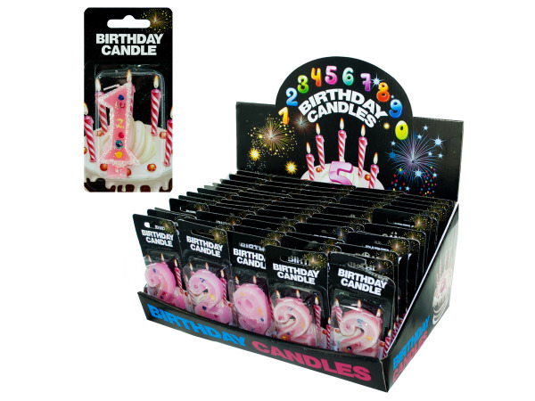 KOLE IMPORTS HB877-60 Numbered Birthday Candles Counter Top Display - Pack of 60