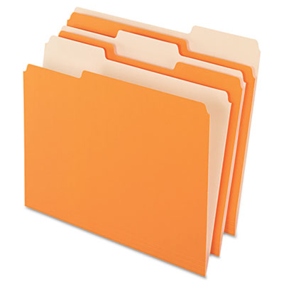 Pendaflex 1521/3ORA Two-Tone File Folders- 1/3 Cut- Top Tab- Letter- Orange/Light Orange- 100/Box