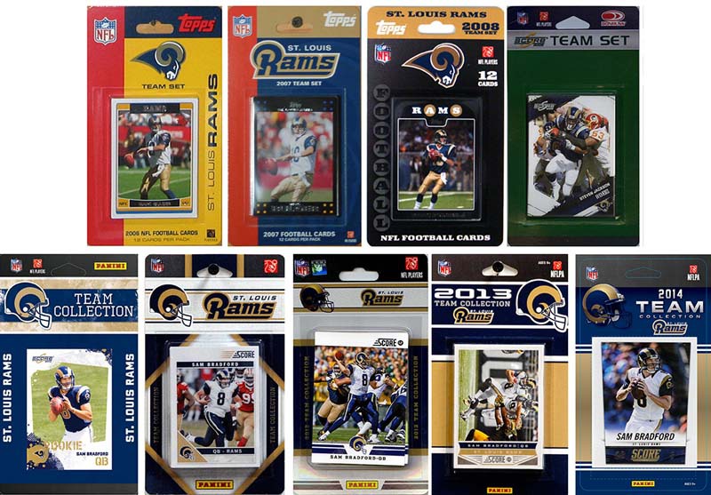 CandICollectables RAMS914TS NFL St. Louis Rams 9 Different Licensed Trading Card Team Sets