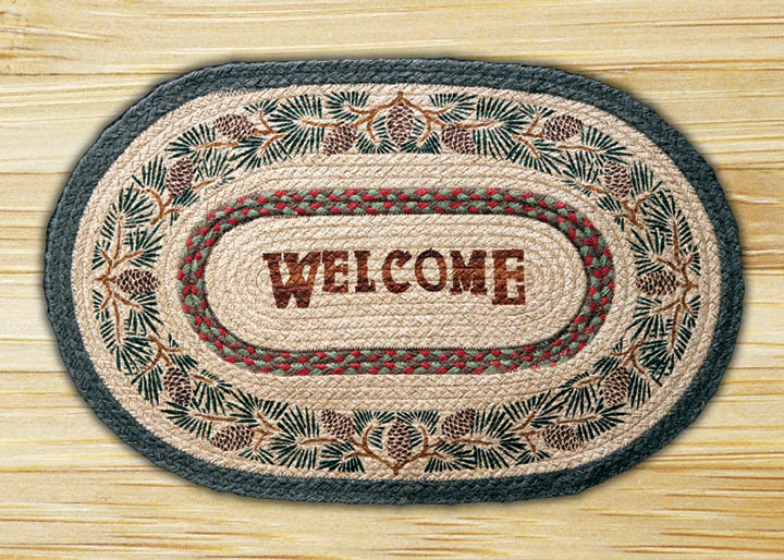 Capitol Earth Rugs Inc Earth Rugs 65-081PW Pinecone Welcome Oval Patch