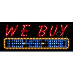 The Sign Store Everything Neon L100-8514 We Buy Gold Animated LED Sign 13&quot; Tall x 32&quot; Wide x 1&quot; Deep
