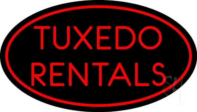 The Sign Store Everything Neon N105-4998 Red Oval Tuxedo Rentals LED Neon Sign 10 x 24 - inches