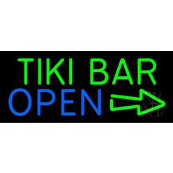 The Sign Store Sign Store N105-3039-clear 24 x 1 x 10 in. Tiki Bar Open With Arrow Neon Sign - Green And Blue