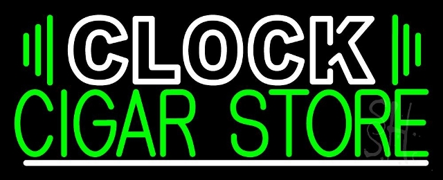 The Sign Store Sign Store N105-3775-clear 32 x 1 x 13 in. Clock Cigar Store Neon Sign - Green And White