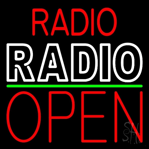 The Sign Store Sign Store N105-3642-clear 24 x 1 x 24 in. Radio Radio Open Neon Sign - Red -White And Green