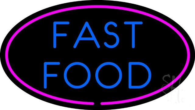 The Sign Store Sign Store N105-4461-clear 30 x 1 x 17 in. Fast Food Oval Neon Sign - Blue And Pink