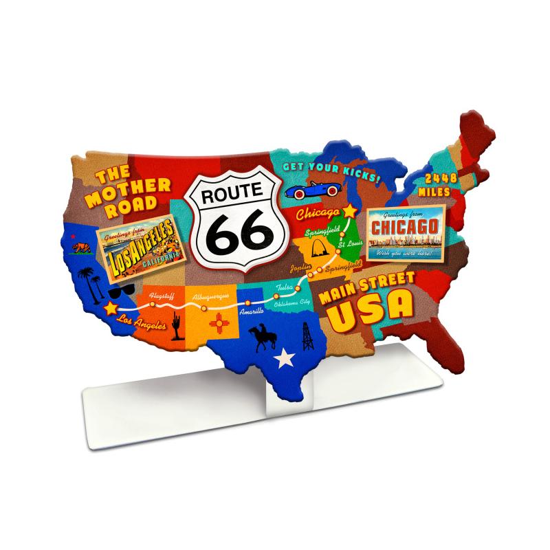 Past Time Signs PTST712 Route 66 USA Road Map Table Topper