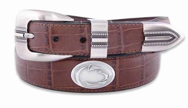 ZeppelinProducts PSU-BOLPTCRC-TAN-34 Penn State Concho Croc Tan Leather Belt- 34 Waist