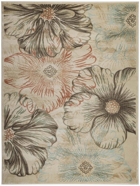 Radici USA Radici 3809-0033-CREAM Garda Rectangular Floral Rugs, Cream - 2 ft. 2 in. x 7 ft. 7 in.