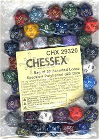 Chessex Manufacturing 29320 Speckled D20 Poly Assorted Bagged Dice&#44; Bag - 50