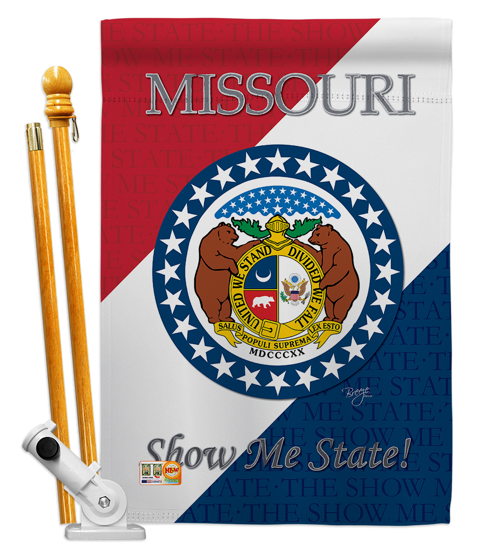 Breeze Decor BD-SS-HS-108129-IP-BO-D-US13-BD 28 x 40 in. Vertical Missouri Americana States Impressions Decorative Double Sided House Flag Se
