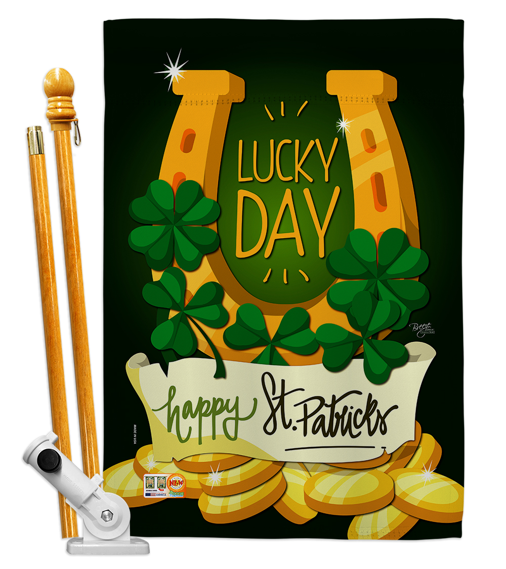 Breeze Decor BD-SA-HS-102058-IP-BO-D-US19-BD 28 x 40 in. Vertical Lucky Day Spring St Patrick Impressions Decorative Double Sided House Flag