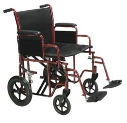 Refuah 22 Inch Bariatric Steel Transport Chair  Red  1 per Case