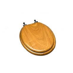 Plumbing Technologies 5F1R4-17CH Light Oak Wood Decorative Finish Round Front Toilet Seat with Chrome Hinge