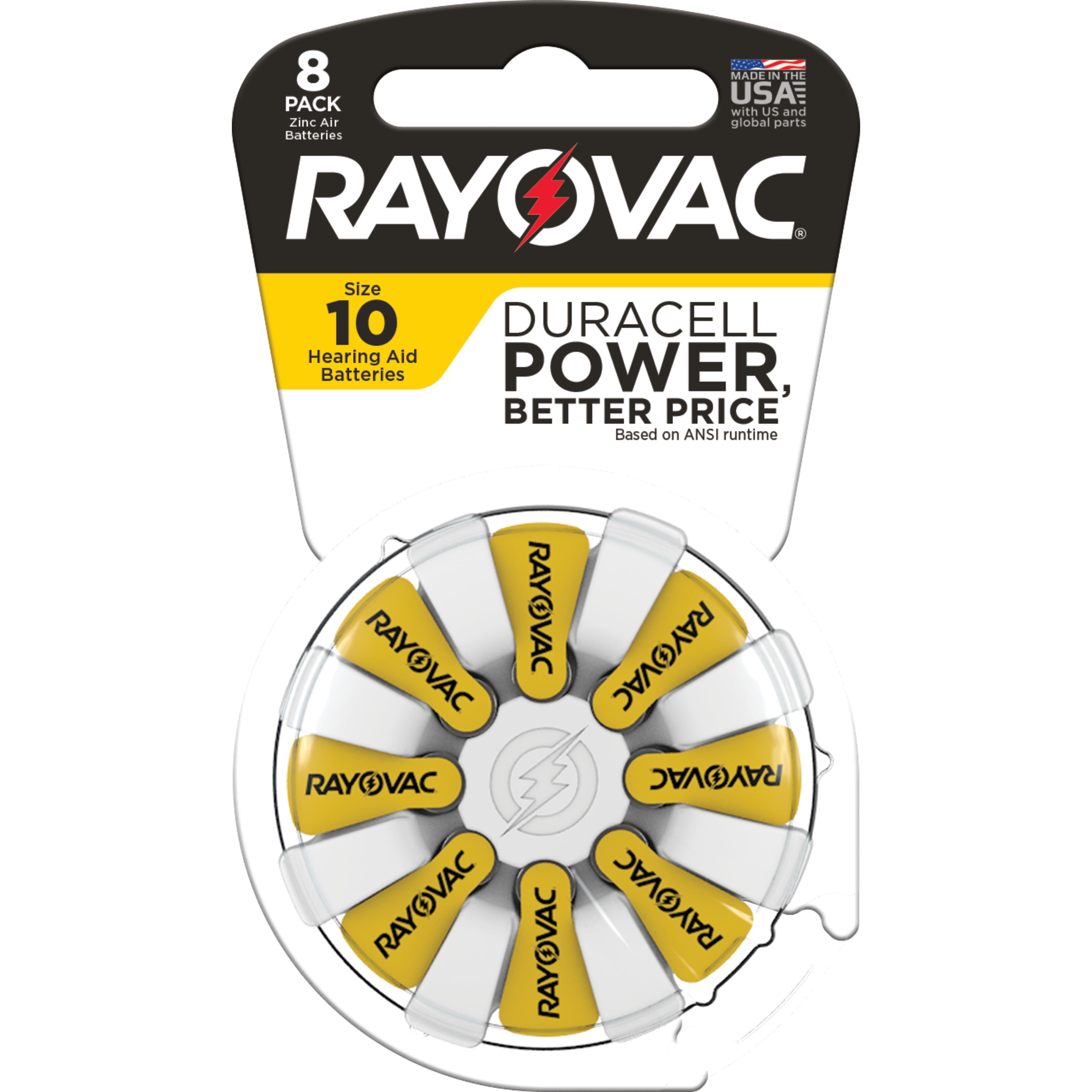 Rayovac 3537123 1.45V Zinc-Air 10 Hearing Aid Battery, 8 per Pack