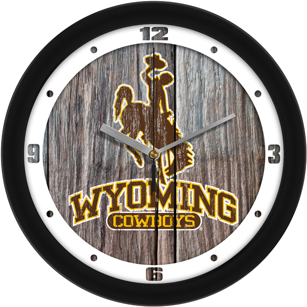 Suntyme Suntime ST-CO3-WYC-WWCLOCK Wyoming Cowboys Weathered Wood Wall Clock