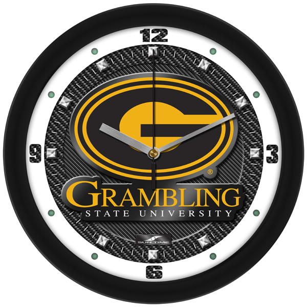 Suntyme Suntime ST-CO3-GSU-CFCLOCK Grambling State University Tigers-Carbon Fiber Textured Wall Clock