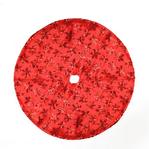 Northlight 20 in. Decorative Red Sequin Snowflake Pattern Mini Christmas Tree Skirt