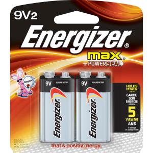 Energizer T39854 9V Max Alkaline Battery - Pack of 2