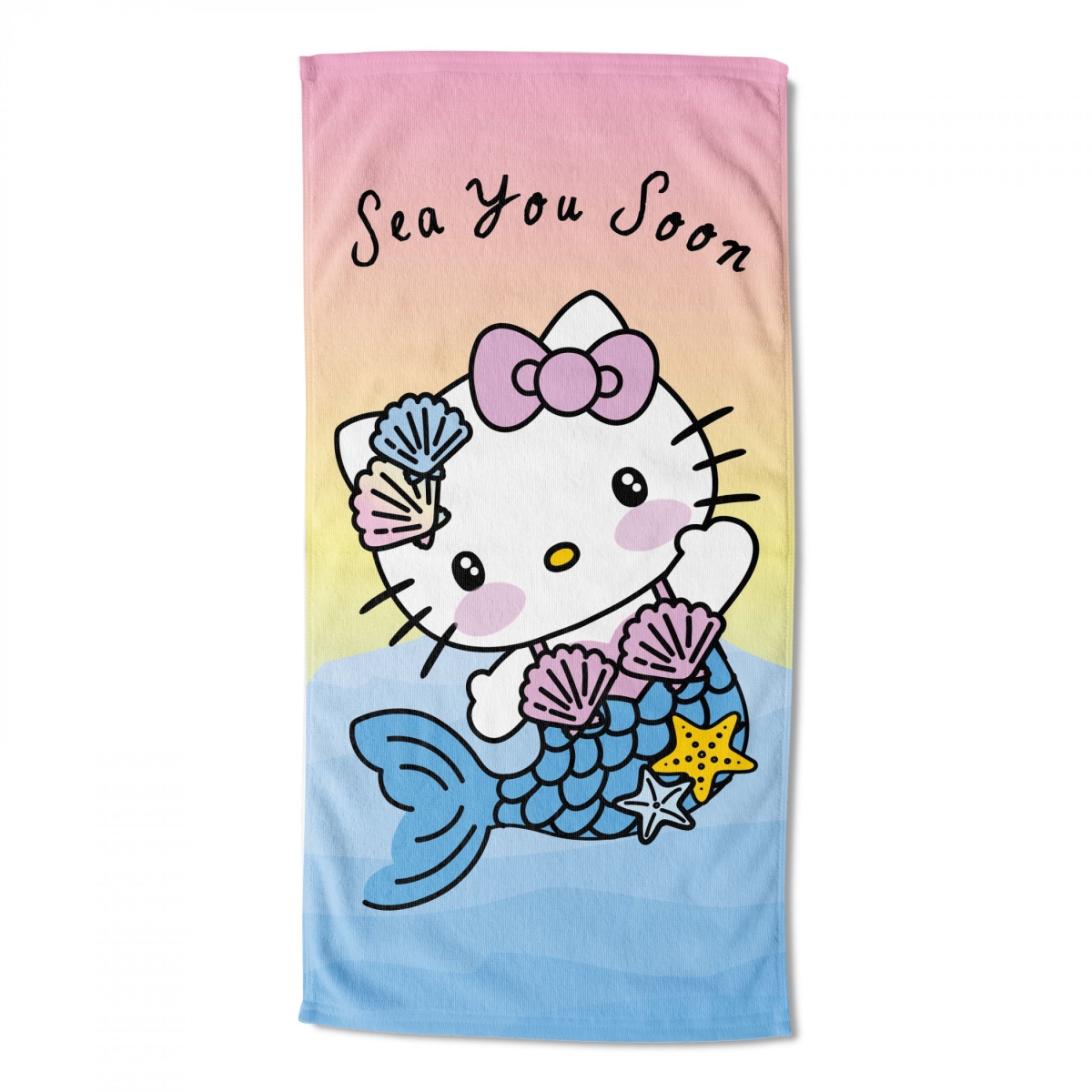 Hello Kitty 835949 30 x 60 in. Hello Kitty Sea You Soon Mermaid Kitty Beach Towel
