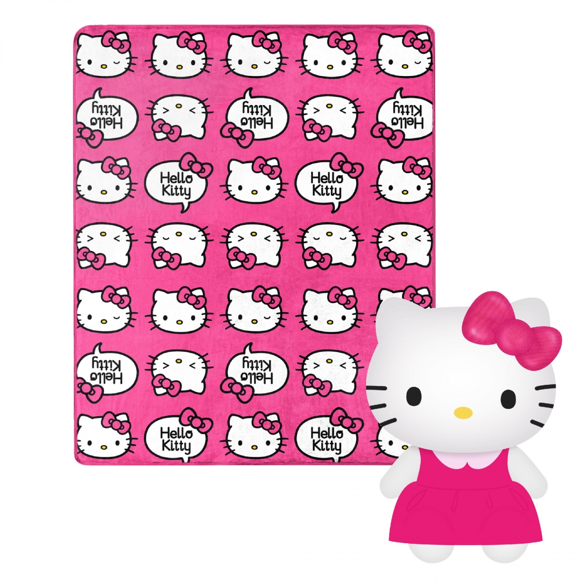 Hello Kitty 823750 40 x 50 in. Hello Kitty Symbols Silk Touch with Plush Hugger