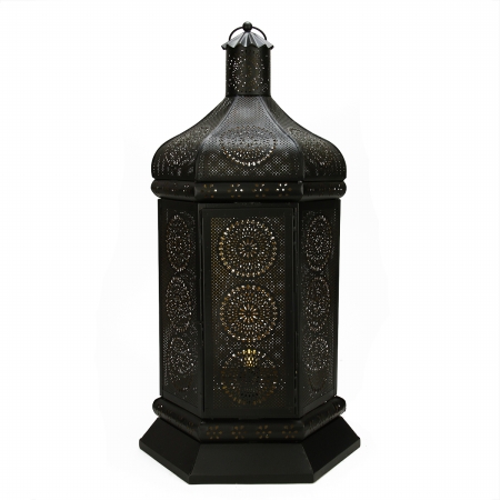 Northlight Seasonal 31580133 Black and Gold Moroccan Style Floral Cut-Out Table Lantern Lamp