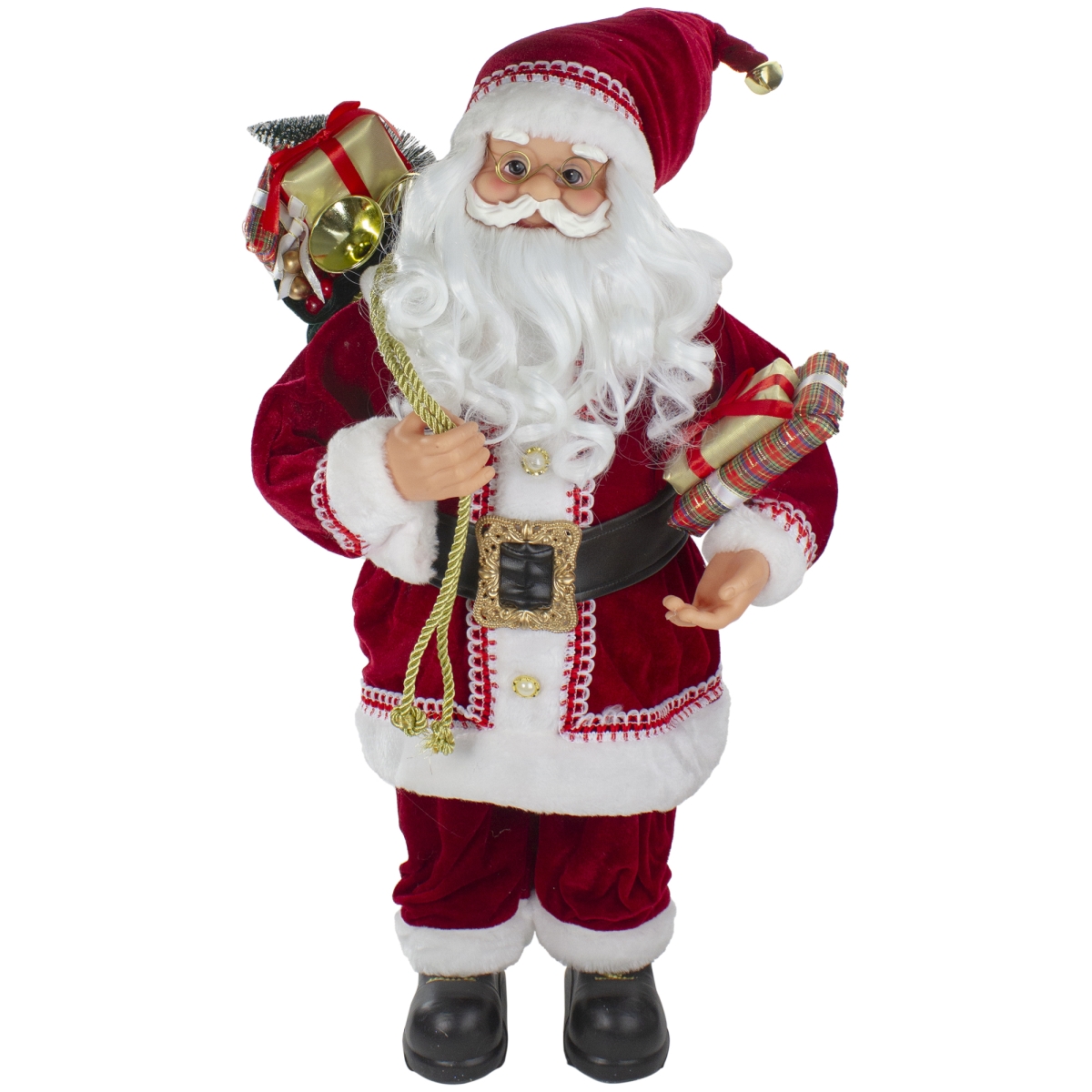Northlight 34316627 2 ft. Standing Curly Beard Santa Christmas Figure with Presents