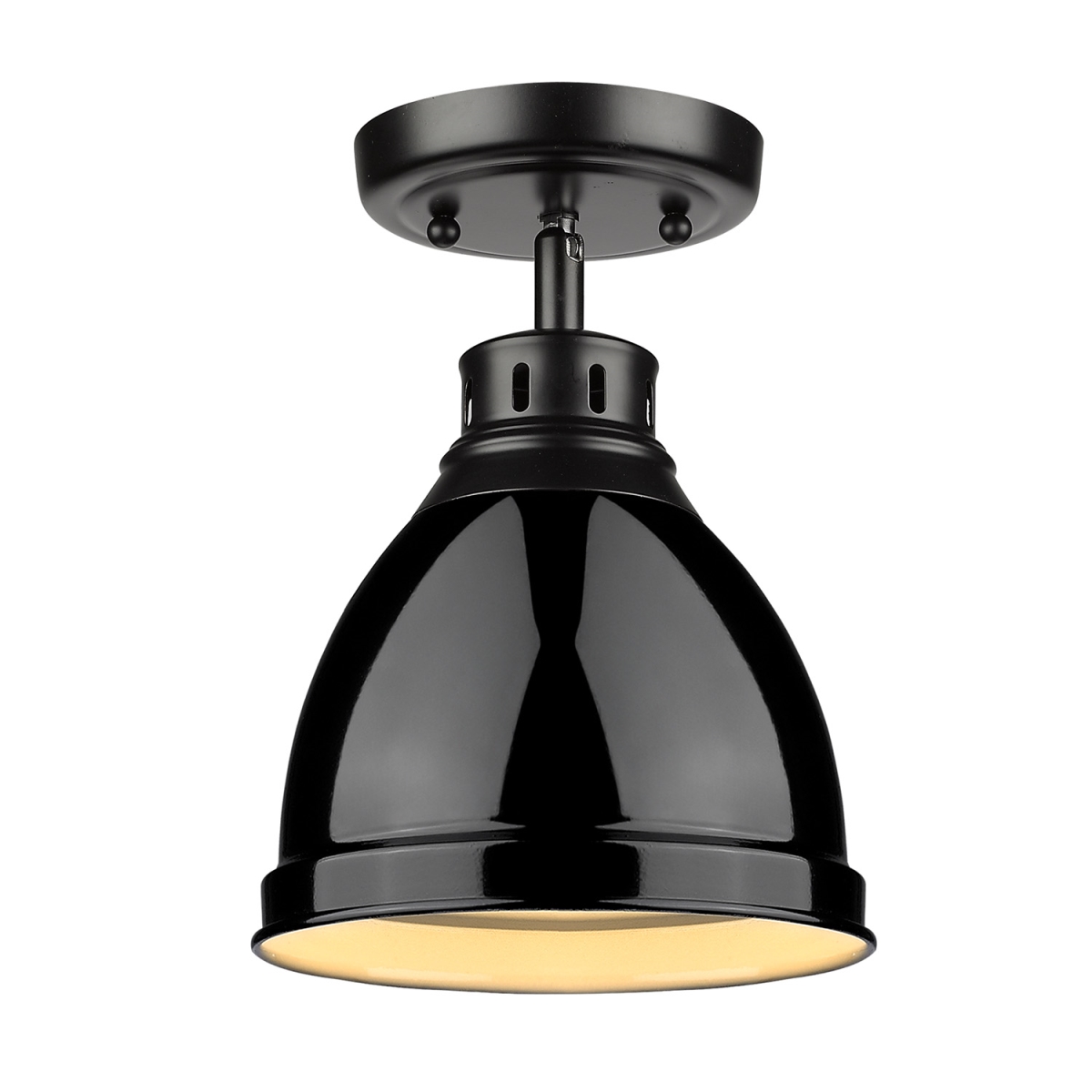 Golden Lighting 3602-FM BLK-BK Duncan Flush Mount Light with Black Shade, Black