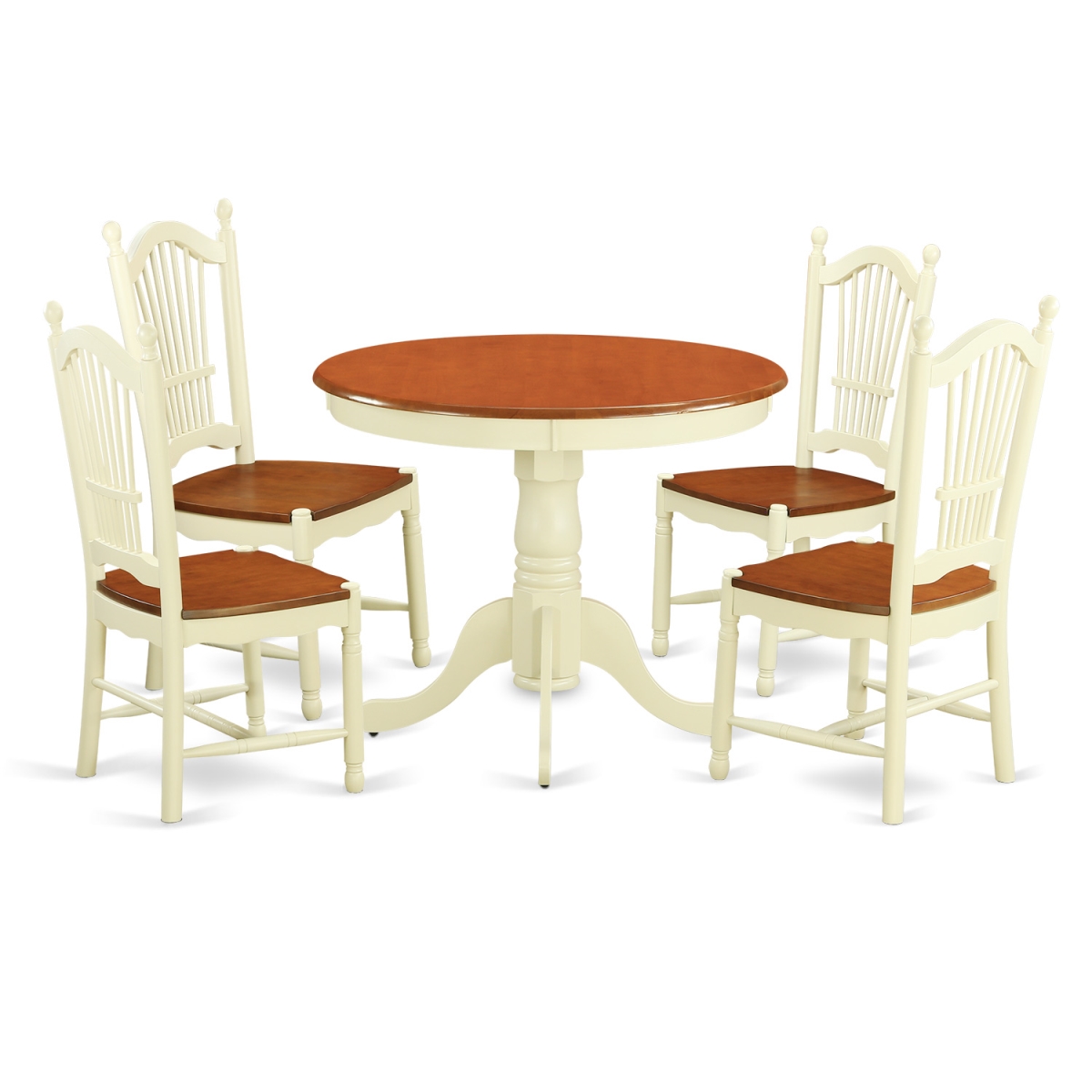 GSI Homestyles Kitchen Nook Dining Set with 2 Table & 2 Chairs&#44; Buttermilk & Cherry - 5 Piece