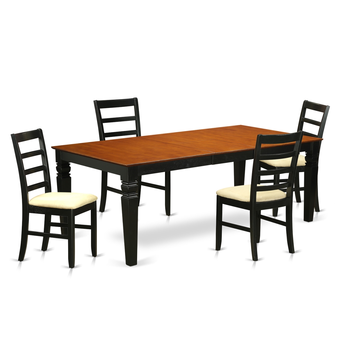 GSI Homestyles Microfiber Dinette Table Set with One Logan Dining Table & 4 Chairs&#44; Black & Cherry - 5 Piece