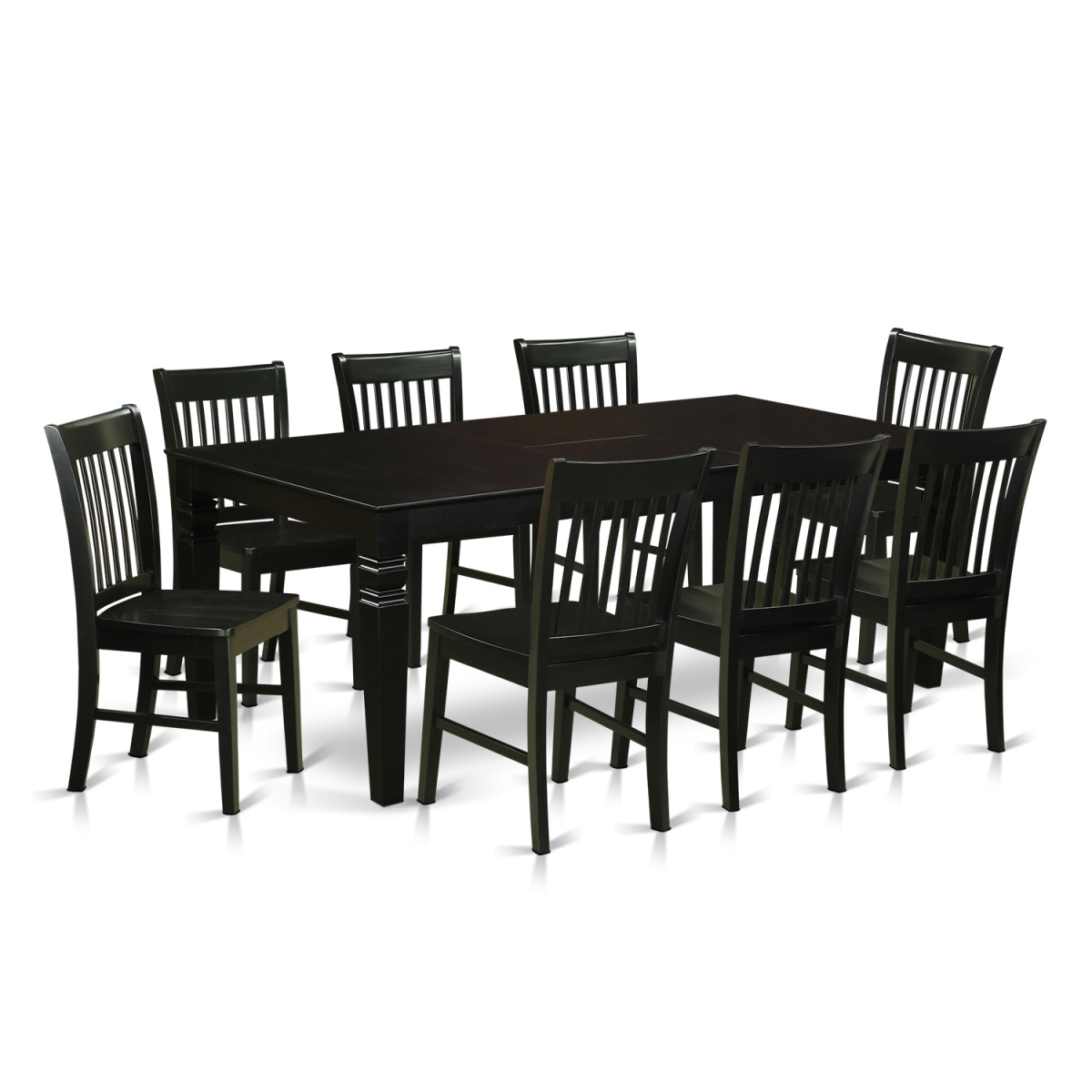 GSI Homestyles Dining Set with 1 Logan Dining Room Table & 8 Solid Wood Chairs&#44; Luxurious Black - 9 Piece