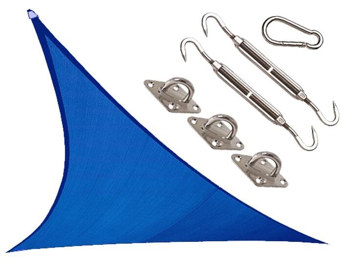 Coolaroo 473921 12 x 12 ft. Triangle Coolhaven Shade Sail Kit- Sapphire