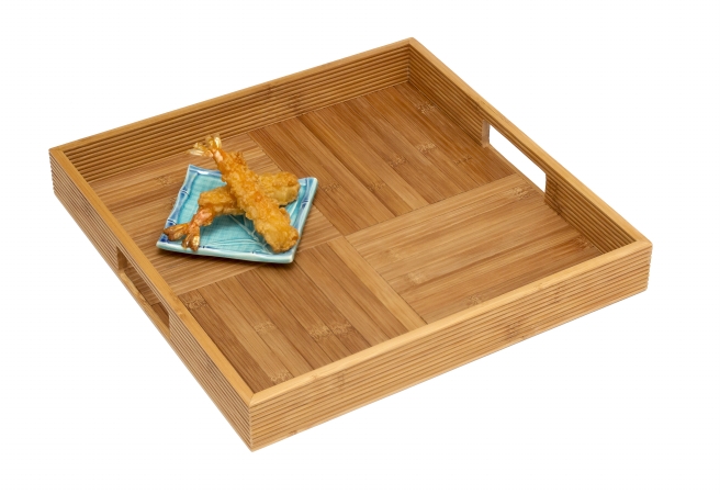 JAMS 2 Lipper International 8866 Bamboo Square Serving Tray with Criss Cross Bottom