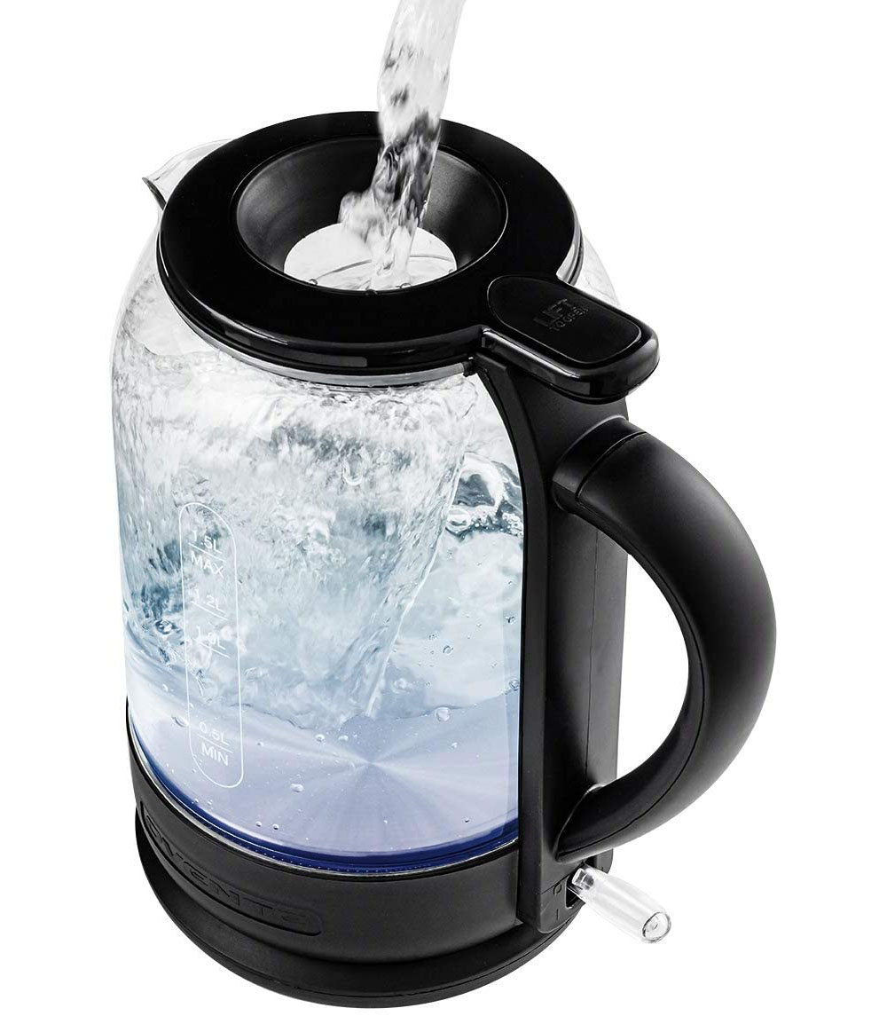 Ovente KG516B 1.5 ltr Electric Hot Water Glass Kettle with ProntoFill Technology&#44; Black