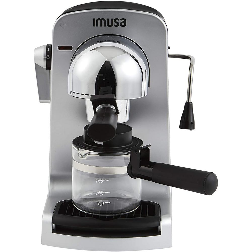 Imusa GAU-18215 4 Cup Bistro Electric Espresso & Cappuccino Maker with Carafe&#44; Silver